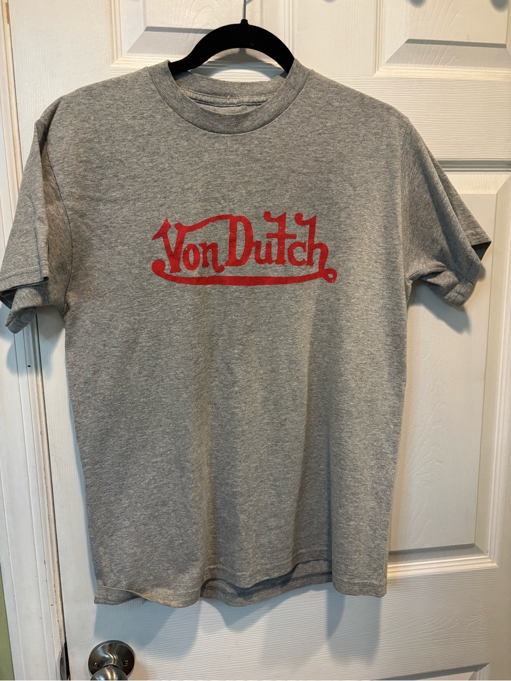 Von Dutch Graphic Short Sleeve T-Shirt Size M Womens Gray With Red Logo